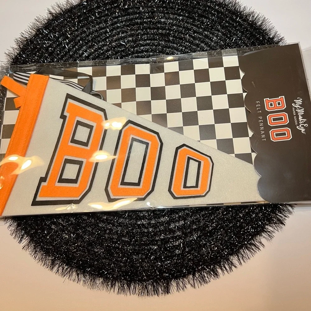 Halloween Boo Felt Pennant Orange and Black - Picture 2 of 12
